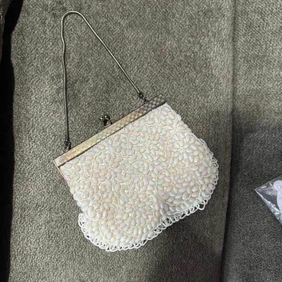 Elegant White Beaded Clutch - Picture 6 of 6